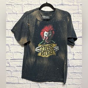 Killer Clowns From Outer Space Free Hugs Graphic Print T-Shirt Black Bleached L